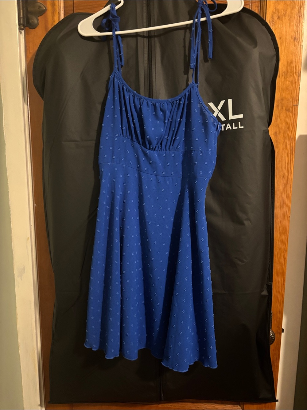 SHEIN Cobalt Blue Textured Sundress with Tie Straps